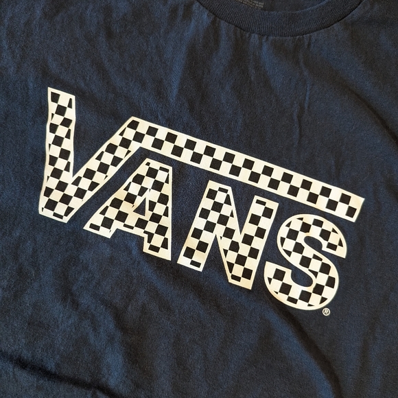 Vans Classic Checker Logo Tee in Dusty Dark Blue sz M - Picture 3 of 3